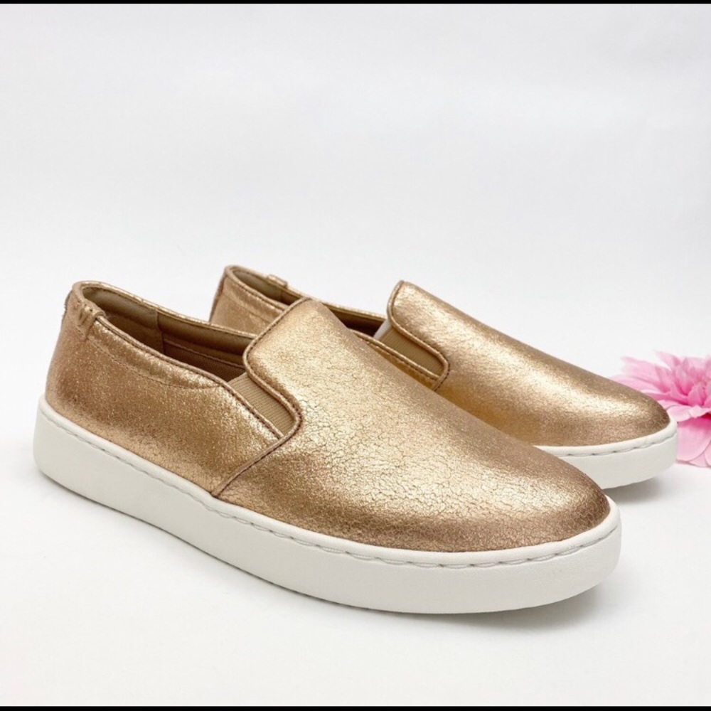 Vionic Suede Leather Mahoney Avery Metallic Slip On Sneakers Shoes: Rose Gold
